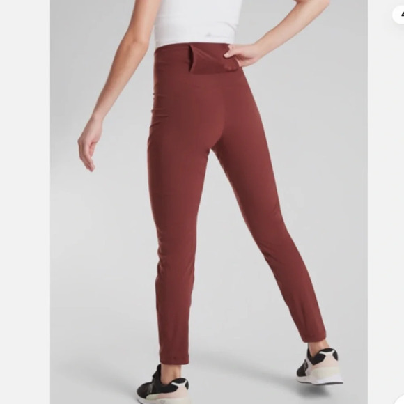 Athleta Trekkie Hybrid Crop Tight Cognac Brown Size 2 - Picture 3 of 9